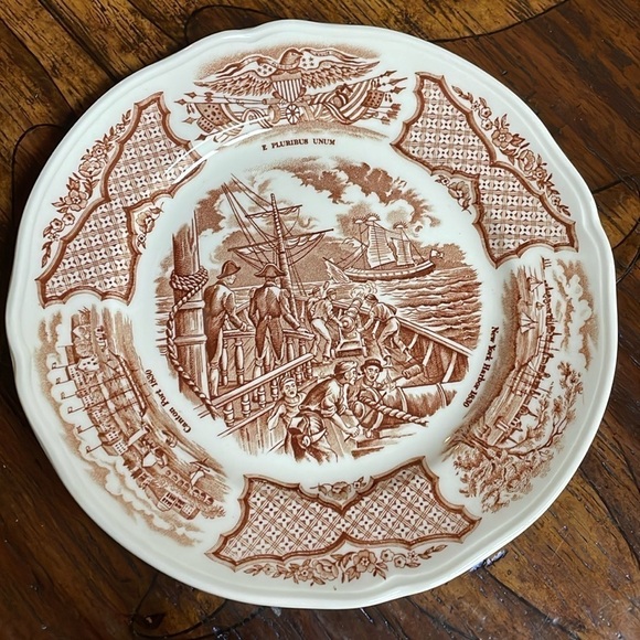 Alfred Meakin Staffordshire Lunch Plates Fair Winds Transferware Brown- Set of 4 - Picture 1 of 10